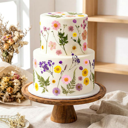 Flower Cake Toppers Decorations Pressed Flowers Baby Shower Cake Toppers for Birthday Bridal Shower Wedding Party Decor