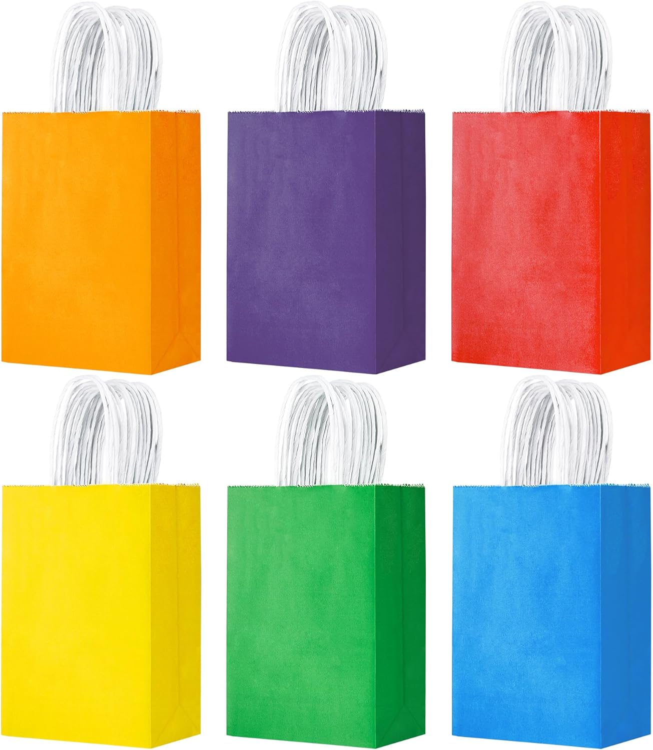 24 Pack Small Gift Bags 5.8"×3.2"×8.25" Kraft Paper Bags with Handles, Party Favor Bags Bulk for Kids Birthday, Baby Shower, Crafts, Wedding, Party (6 Colors)
