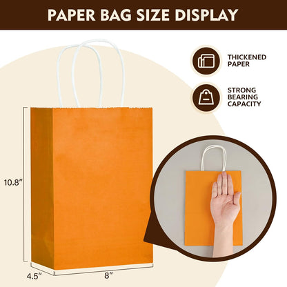 24 Pack Small Gift Bags 5.8"×3.2"×8.25" Kraft Paper Bags with Handles, Party Favor Bags Bulk for Kids Birthday, Baby Shower, Crafts, Wedding, Party (6 Colors)