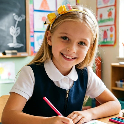 Back to School Pencil Bows Headband, First Day of School Hairband, Glitter Sparkly Yellow Hair Bows Non-slip Hair Accessory for Teens&Girls Kindergarten 1st 2nd 3rd 4th 5th Grade