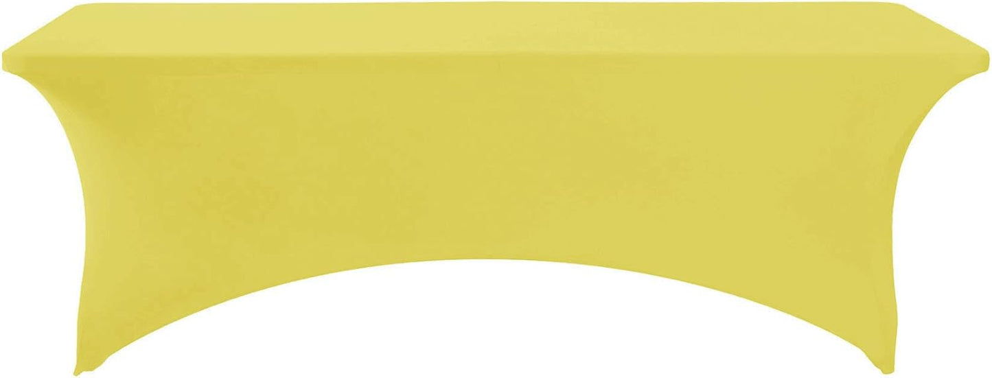 Spandex Table Cover - Fitted 8ft Rectangular Tablecloth, Stretch Patio Cover, Universal for Wedding, Banquet, Party (Yellow)