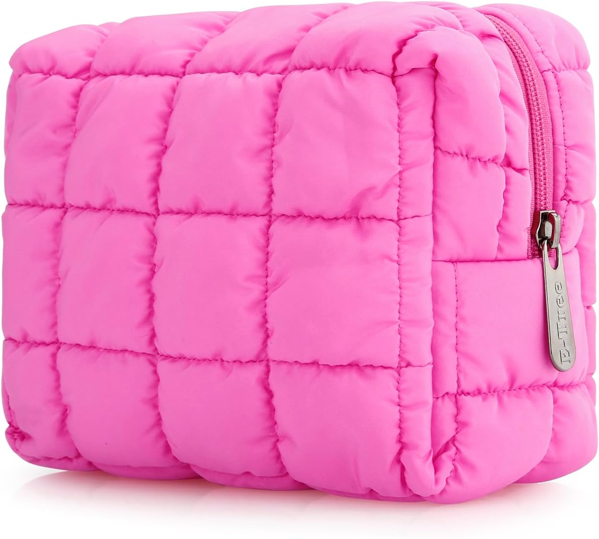 Cute Makeup Bag,Quilted Cosmetic Bag,Make up Pouch for Purse,Toiletry Zipper Pouch,Checkered Bag,Travel Case,Storage Pouches for Organization (Yellow)