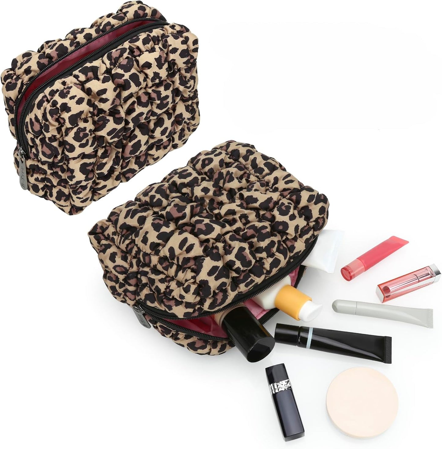 Cute Makeup Bag,Quilted Cosmetic Bag,Make up Pouch for Purse,Toiletry Zipper Pouch,Checkered Bag,Travel Case,Storage Pouches for Organization (Yellow)