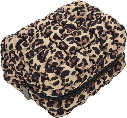 Cute Makeup Bag,Quilted Cosmetic Bag,Make up Pouch for Purse,Toiletry Zipper Pouch,Checkered Bag,Travel Case,Storage Pouches for Organization (Yellow)
