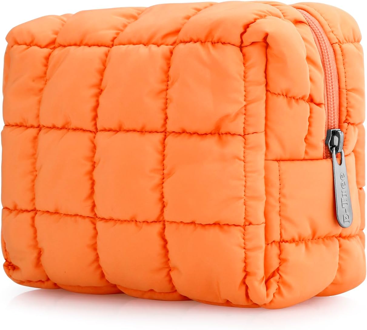 Cute Makeup Bag,Quilted Cosmetic Bag,Make up Pouch for Purse,Toiletry Zipper Pouch,Checkered Bag,Travel Case,Storage Pouches for Organization (Yellow)
