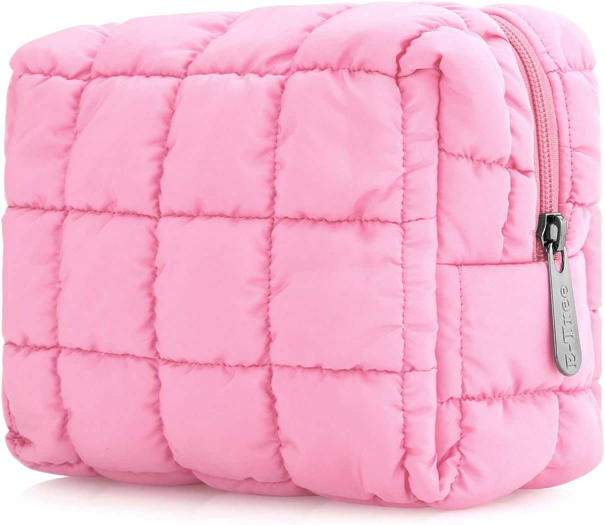 Cute Makeup Bag,Quilted Cosmetic Bag,Make up Pouch for Purse,Toiletry Zipper Pouch,Checkered Bag,Travel Case,Storage Pouches for Organization (Yellow)