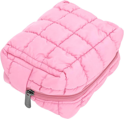 Cute Makeup Bag,Quilted Cosmetic Bag,Make up Pouch for Purse,Toiletry Zipper Pouch,Checkered Bag,Travel Case,Storage Pouches for Organization (Yellow)