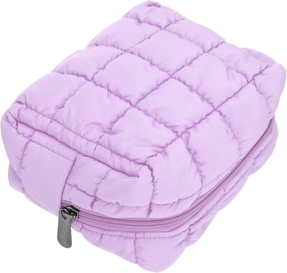 Cute Makeup Bag,Quilted Cosmetic Bag,Make up Pouch for Purse,Toiletry Zipper Pouch,Checkered Bag,Travel Case,Storage Pouches for Organization (Yellow)