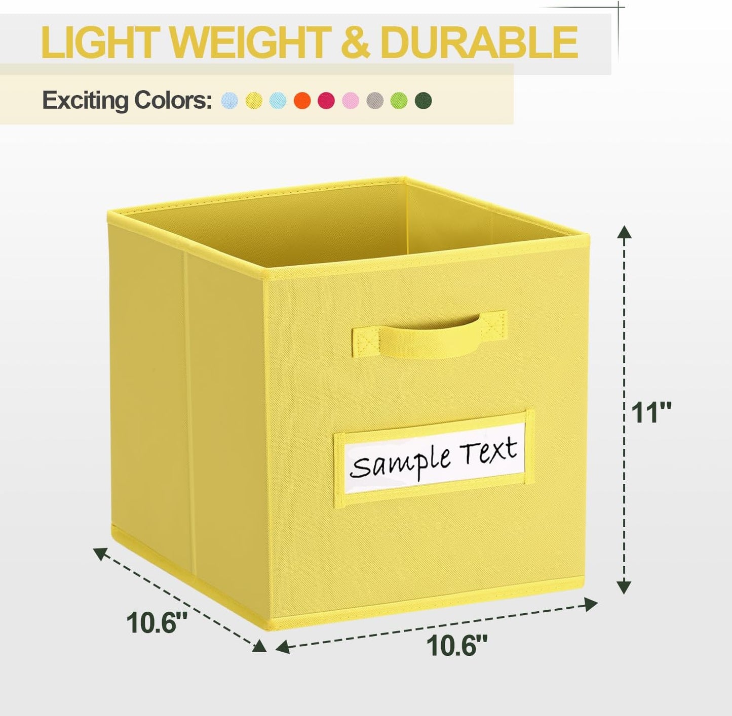 11x11 storage cube bins (Set of 10) Foldable Fabric storage cubes with 10 Labels Window Cards & a Pen,11 inch cube storage bin,Closet Organizers for Shelves,Cubby Organizer Boxes,Dark Yellow