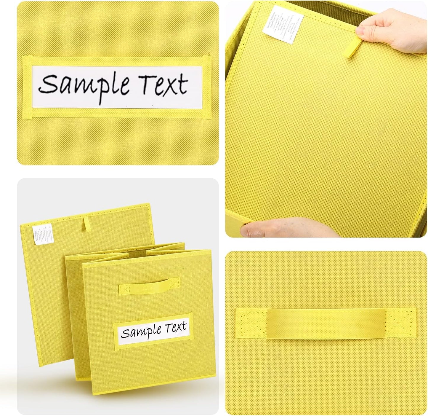 11x11 storage cube bins (Set of 10) Foldable Fabric storage cubes with 10 Labels Window Cards & a Pen,11 inch cube storage bin,Closet Organizers for Shelves,Cubby Organizer Boxes,Dark Yellow