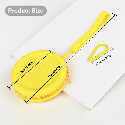 Silicone Dog Treat Pouch Small Bag,with Pet Training Clicker,Walking Bag for Dog and Cat, Pocket Size, Easy to Clean, Odorless, Zipper Design,Moisture-Proof,Travel Walking Bag.(Yellow)
