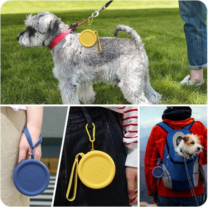 Silicone Dog Treat Pouch Small Bag,with Pet Training Clicker,Walking Bag for Dog and Cat, Pocket Size, Easy to Clean, Odorless, Zipper Design,Moisture-Proof,Travel Walking Bag.(Yellow)