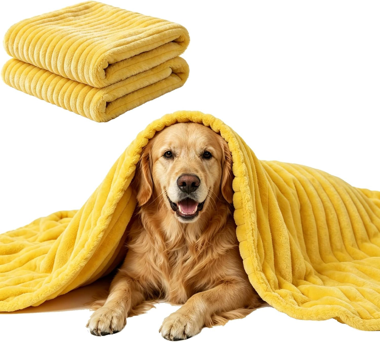 Emotional Support Blanket for Dogs, Yellow Blanket for Dog, Washable High Visibility Dog Blankets, for Help Reduce Pet Separation Anxiety (Yellow-L, 1Pcs)