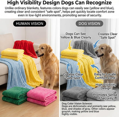 Emotional Support Blanket for Dogs, Yellow Blanket for Dog, Washable High Visibility Dog Blankets, for Help Reduce Pet Separation Anxiety (Yellow-L, 1Pcs)