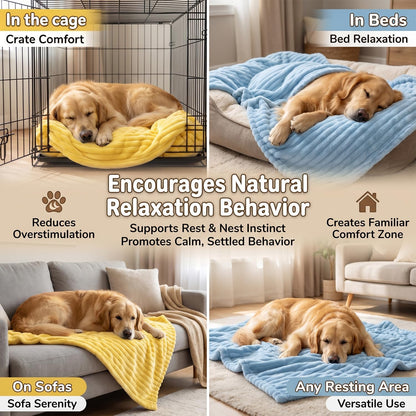 Emotional Support Blanket for Dogs, Yellow Blanket for Dog, Washable High Visibility Dog Blankets, for Help Reduce Pet Separation Anxiety (Yellow-L, 1Pcs)