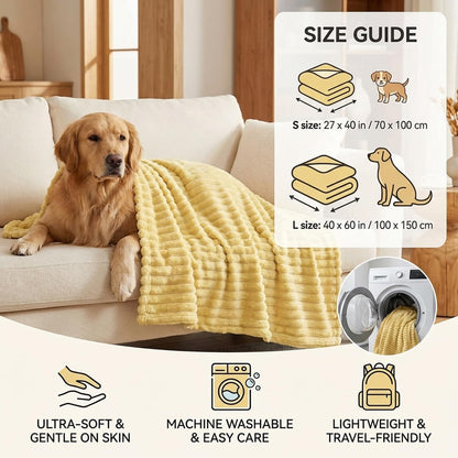 Emotional Support Blanket for Dogs, Yellow Blanket for Dog, Washable High Visibility Dog Blankets, for Help Reduce Pet Separation Anxiety (Yellow-L, 1Pcs)