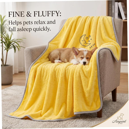 Yellow Dog Blanket, Calming Yellow Dog Blanket - Double-Layer Warm Soft Pet Mat for Cats & Dogs, Macaron, 23.62x15.75 Inch