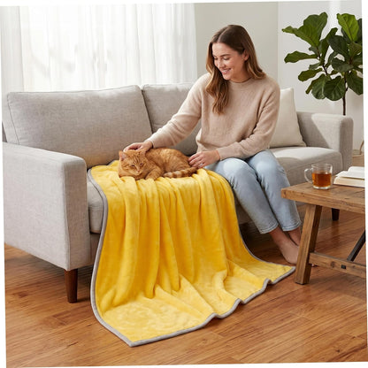 Yellow Dog Blanket, Calming Yellow Dog Blanket - Double-Layer Warm Soft Pet Mat for Cats & Dogs, Macaron, 23.62x15.75 Inch
