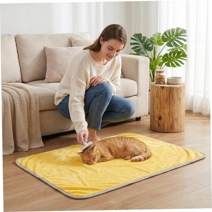 Yellow Dog Blanket, Calming Yellow Dog Blanket - Double-Layer Warm Soft Pet Mat for Cats & Dogs, Macaron, 23.62x15.75 Inch