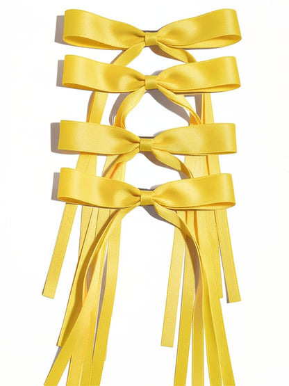 Yellow Hair Bow Clips Yellow Ribbon Hair Accessories for Women Girls | Hair clips | Stays In Place Without Pulling or Snagging