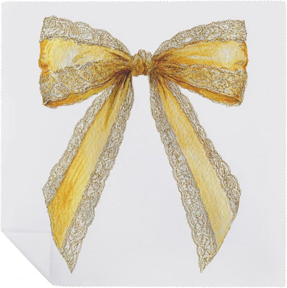 Watercolor Yellow Lace Bow Cloth Napkins Set of 6, Square Premium Reusable Washable Polyester Table Linen Napkin for Dinner Party