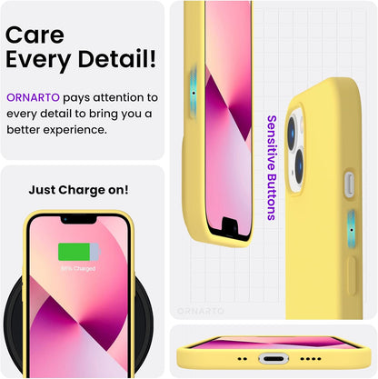 for iPhone 13 Mini Case, Liquid Silicone, Lemon Yellow | 4-Layer Liquid Silicone Rubber, Soft Touch Feel, Shockproof Case, Raised Edges, Microfiber Lining