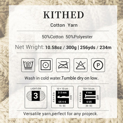 Cotton Yarn，10.5oz，526yard，3 Pack ，Soft Yarn for Crocheting and Knitting (23 Lemon Yellow)