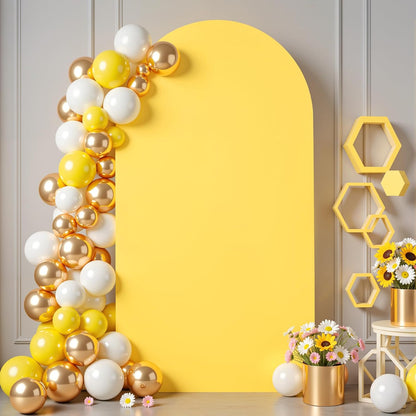 6 ft Arch Backdrop Cover Yellow - Double-Sided Spandex Arch Covers Stretchy Backdrop for Balloon Arches Birthday Party Baby Shower Banquet Wedding Photo Background