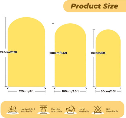 6 ft Arch Backdrop Cover Yellow - Double-Sided Spandex Arch Covers Stretchy Backdrop for Balloon Arches Birthday Party Baby Shower Banquet Wedding Photo Background