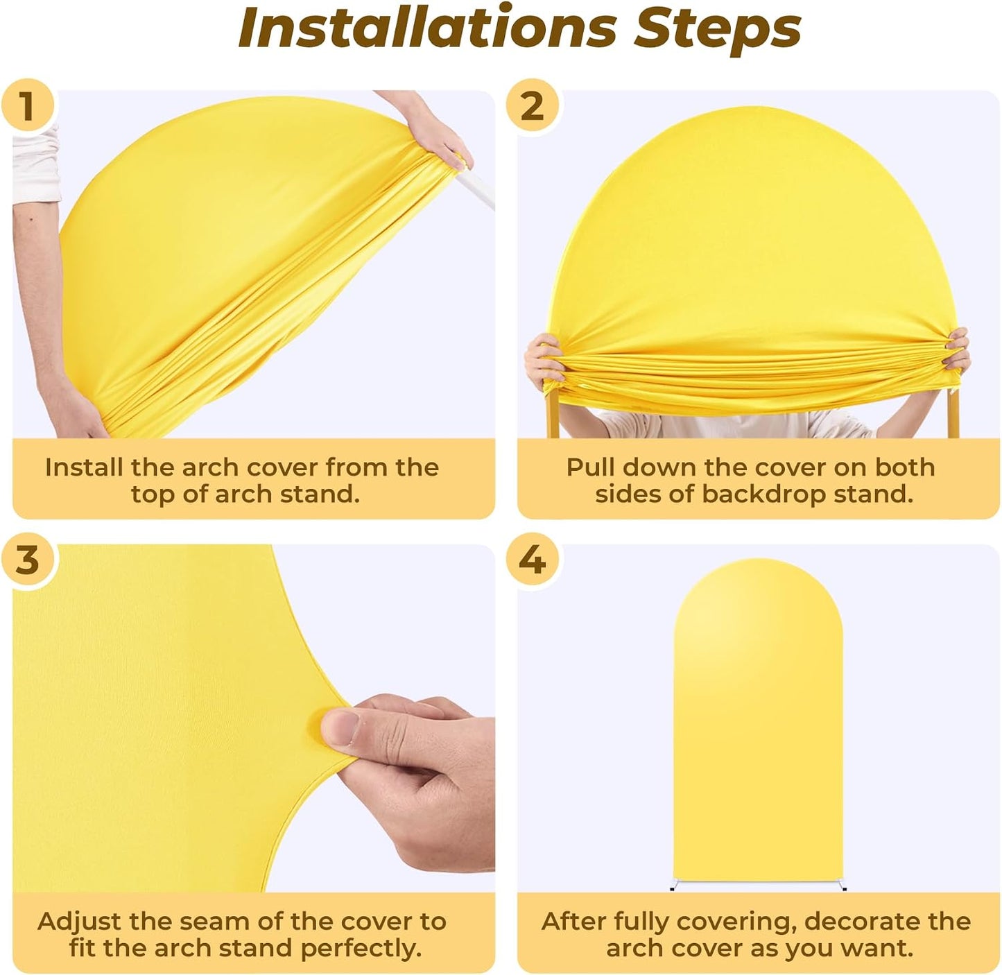 6 ft Arch Backdrop Cover Yellow - Double-Sided Spandex Arch Covers Stretchy Backdrop for Balloon Arches Birthday Party Baby Shower Banquet Wedding Photo Background