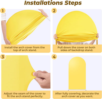 6 ft Arch Backdrop Cover Yellow - Double-Sided Spandex Arch Covers Stretchy Backdrop for Balloon Arches Birthday Party Baby Shower Banquet Wedding Photo Background
