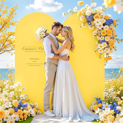 6 ft Arch Backdrop Cover Yellow - Double-Sided Spandex Arch Covers Stretchy Backdrop for Balloon Arches Birthday Party Baby Shower Banquet Wedding Photo Background