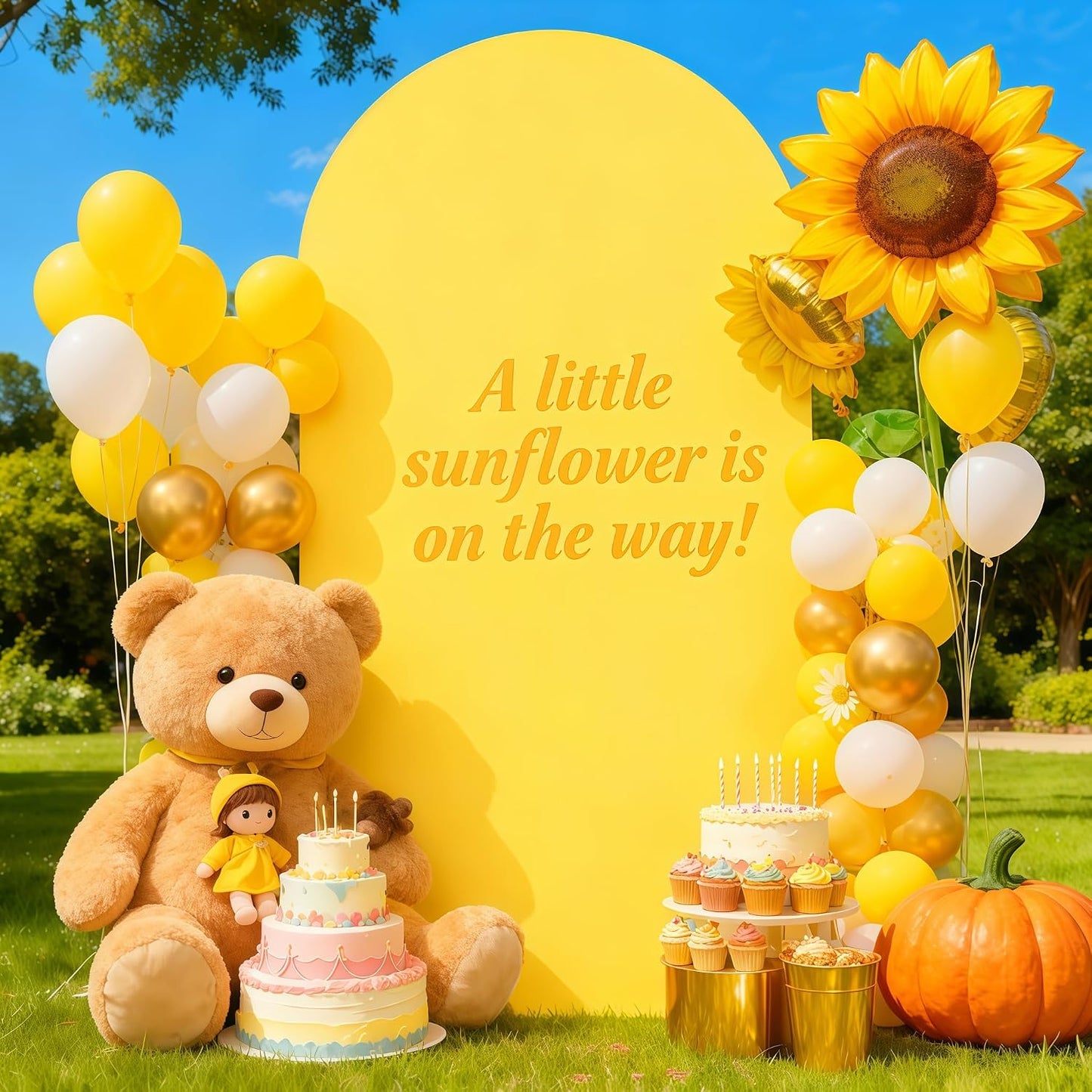6 ft Arch Backdrop Cover Yellow - Double-Sided Spandex Arch Covers Stretchy Backdrop for Balloon Arches Birthday Party Baby Shower Banquet Wedding Photo Background