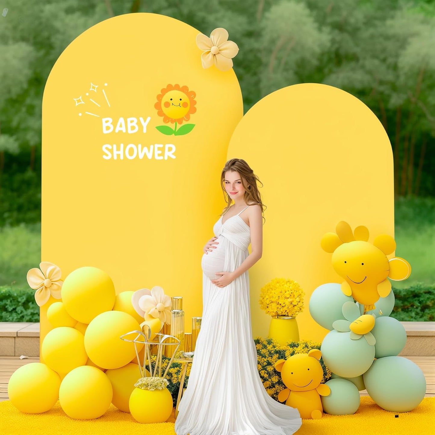 6 ft Arch Backdrop Cover Yellow - Double-Sided Spandex Arch Covers Stretchy Backdrop for Balloon Arches Birthday Party Baby Shower Banquet Wedding Photo Background
