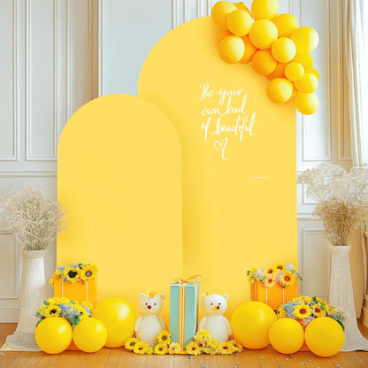 6 ft Arch Backdrop Cover Yellow - Double-Sided Spandex Arch Covers Stretchy Backdrop for Balloon Arches Birthday Party Baby Shower Banquet Wedding Photo Background