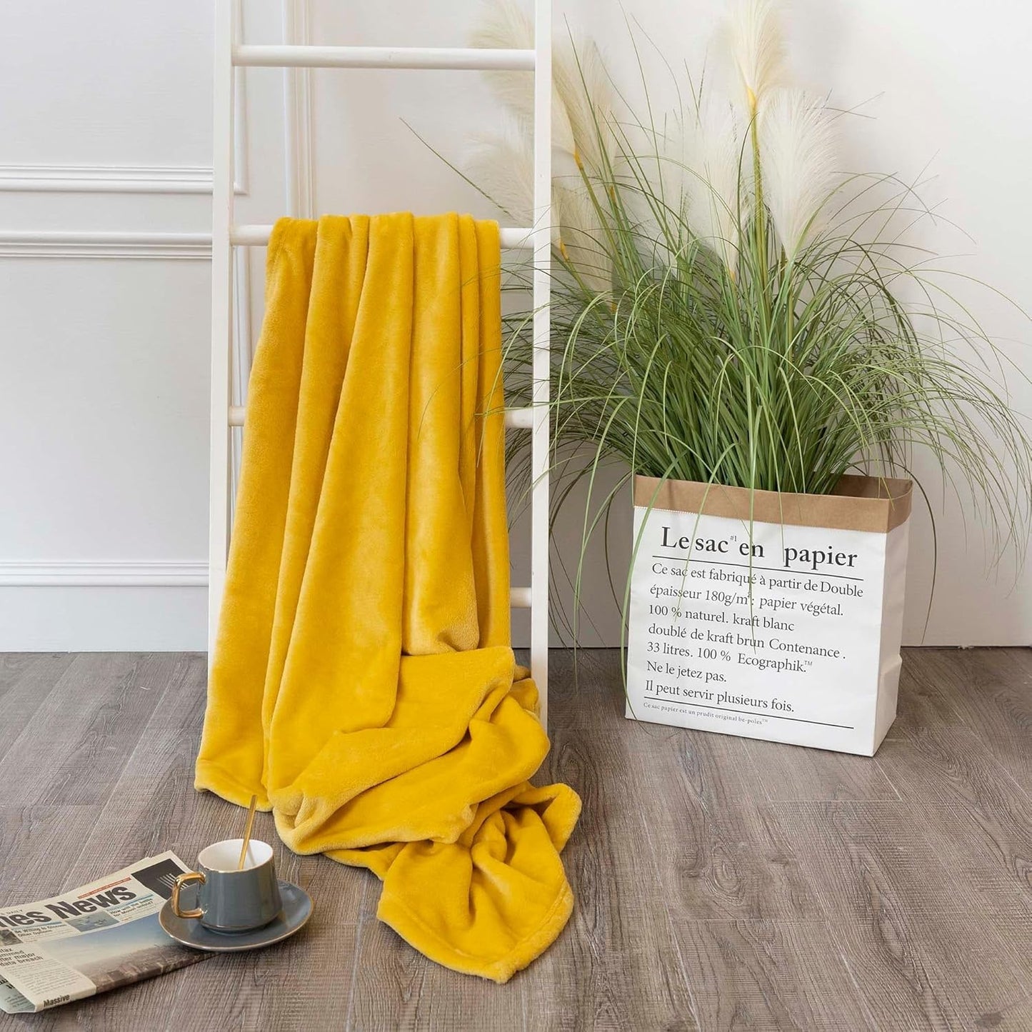 NANPIPER Fleece Blankets, Super Soft Fuzzy Throw for Couch, Luxury Cozy Lightweight Microfiber,Throw Size, 50"x60" Ginger Yellow