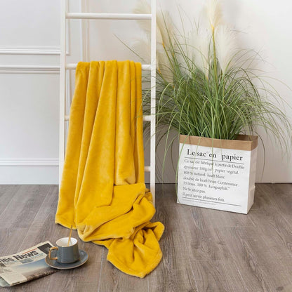 NANPIPER Fleece Blankets, Super Soft Fuzzy Throw for Couch, Luxury Cozy Lightweight Microfiber,Throw Size, 50"x60" Ginger Yellow
