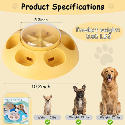 ABULL Interactive Dog Puzzle Toy, Treat Dispenser & Slow Feeder | Slow Feeding, Mental Stimulation, Boredom Relief, Bpa-Free, Easy to Clean, Heavy-Duty, All Dogs, Yellow