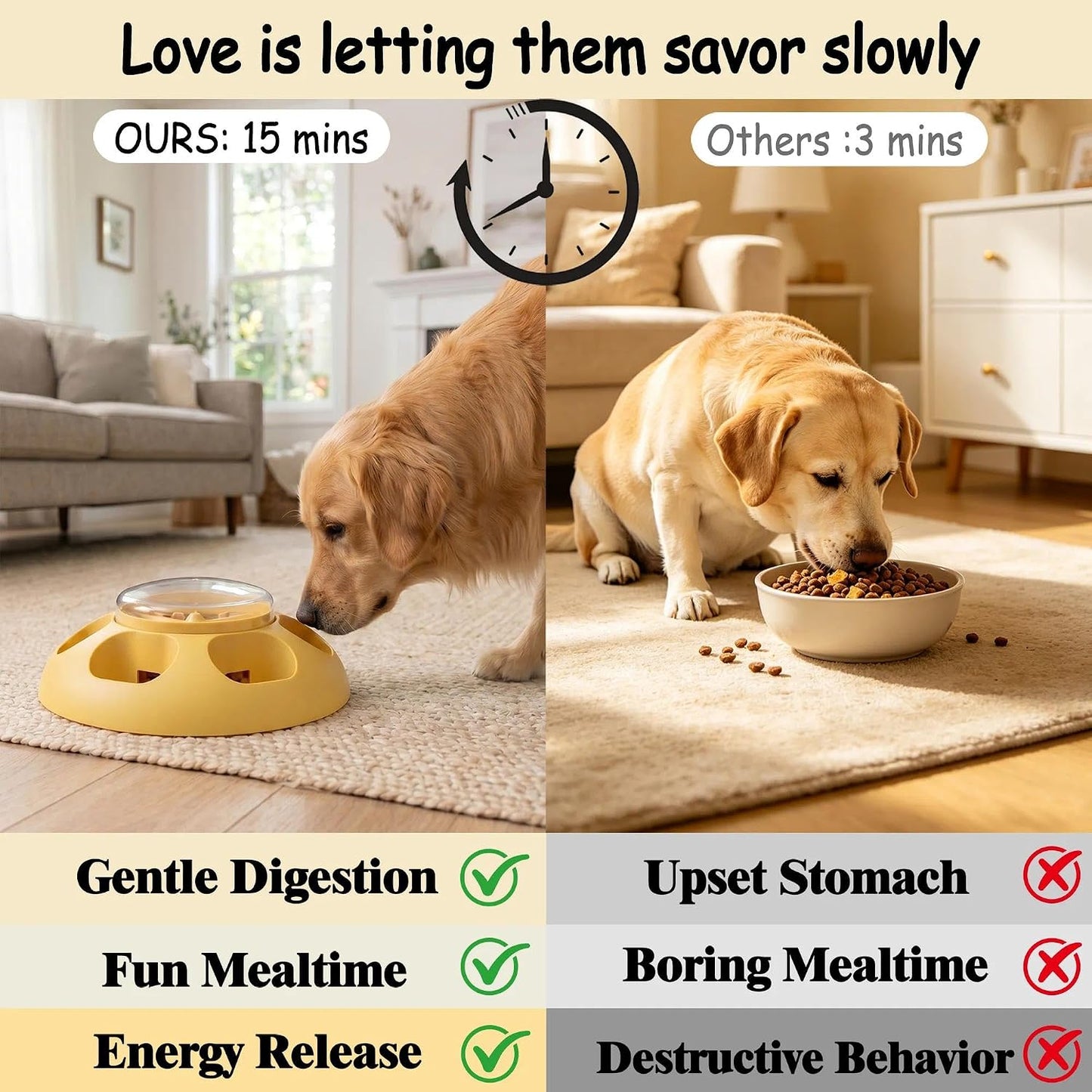 ABULL Interactive Dog Puzzle Toy, Treat Dispenser & Slow Feeder | Slow Feeding, Mental Stimulation, Boredom Relief, Bpa-Free, Easy to Clean, Heavy-Duty, All Dogs, Yellow