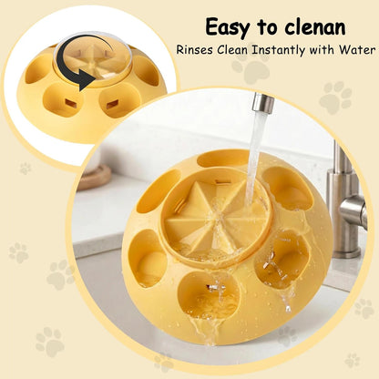ABULL Interactive Dog Puzzle Toy, Treat Dispenser & Slow Feeder | Slow Feeding, Mental Stimulation, Boredom Relief, Bpa-Free, Easy to Clean, Heavy-Duty, All Dogs, Yellow