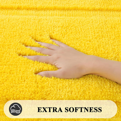 Soft Microfiber Yellow Bathroom Rugs Sets 2 Pieces 32x20 inch | Absorbent Plush Bath Rugs, Non Slip Washable Shaggy Bath Mats, Fluffy Bathroom Runner Floor Mats Shower Rug