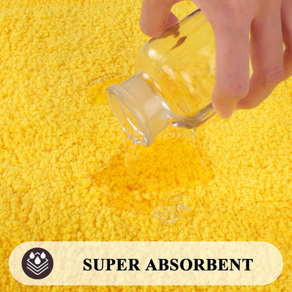 Soft Microfiber Yellow Bathroom Rugs Sets 2 Pieces 32x20 inch | Absorbent Plush Bath Rugs, Non Slip Washable Shaggy Bath Mats, Fluffy Bathroom Runner Floor Mats Shower Rug