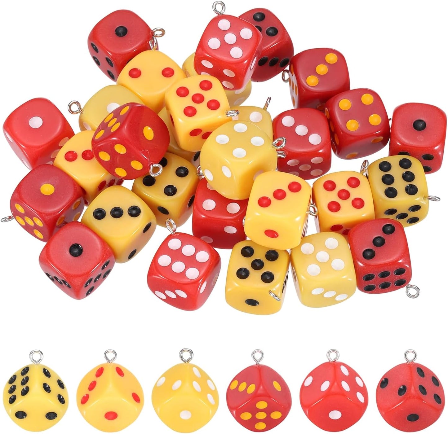 Dice Beads Charm 3D Cube Acrylic Dice Charm Pendant Fun Beads for Bracelets Jewelry Making