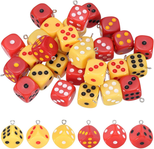 Dice Beads Charm 3D Cube Acrylic Dice Charm Pendant Fun Beads for Bracelets Jewelry Making