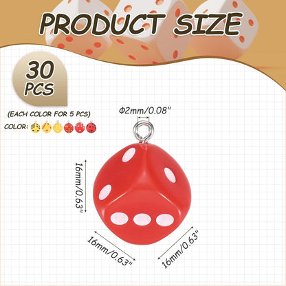Dice Beads Charm 3D Cube Acrylic Dice Charm Pendant Fun Beads for Bracelets Jewelry Making