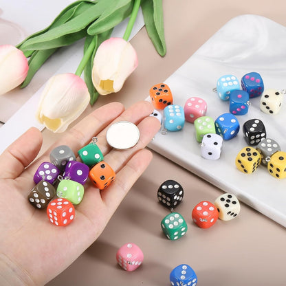 Dice Beads Charm 3D Cube Acrylic Dice Charm Pendant Fun Beads for Bracelets Jewelry Making