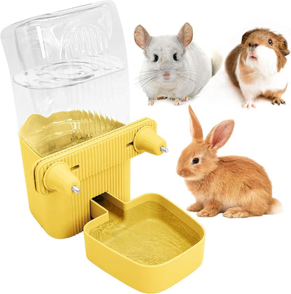 50 oz Rabbit Water Dispenser Hanging Gravity Bunny Water Bottle for Cage Automatic Small Animal Water Bottle for Ferret Guinea Pig Chinchilla Cat Puppy (Yellow)