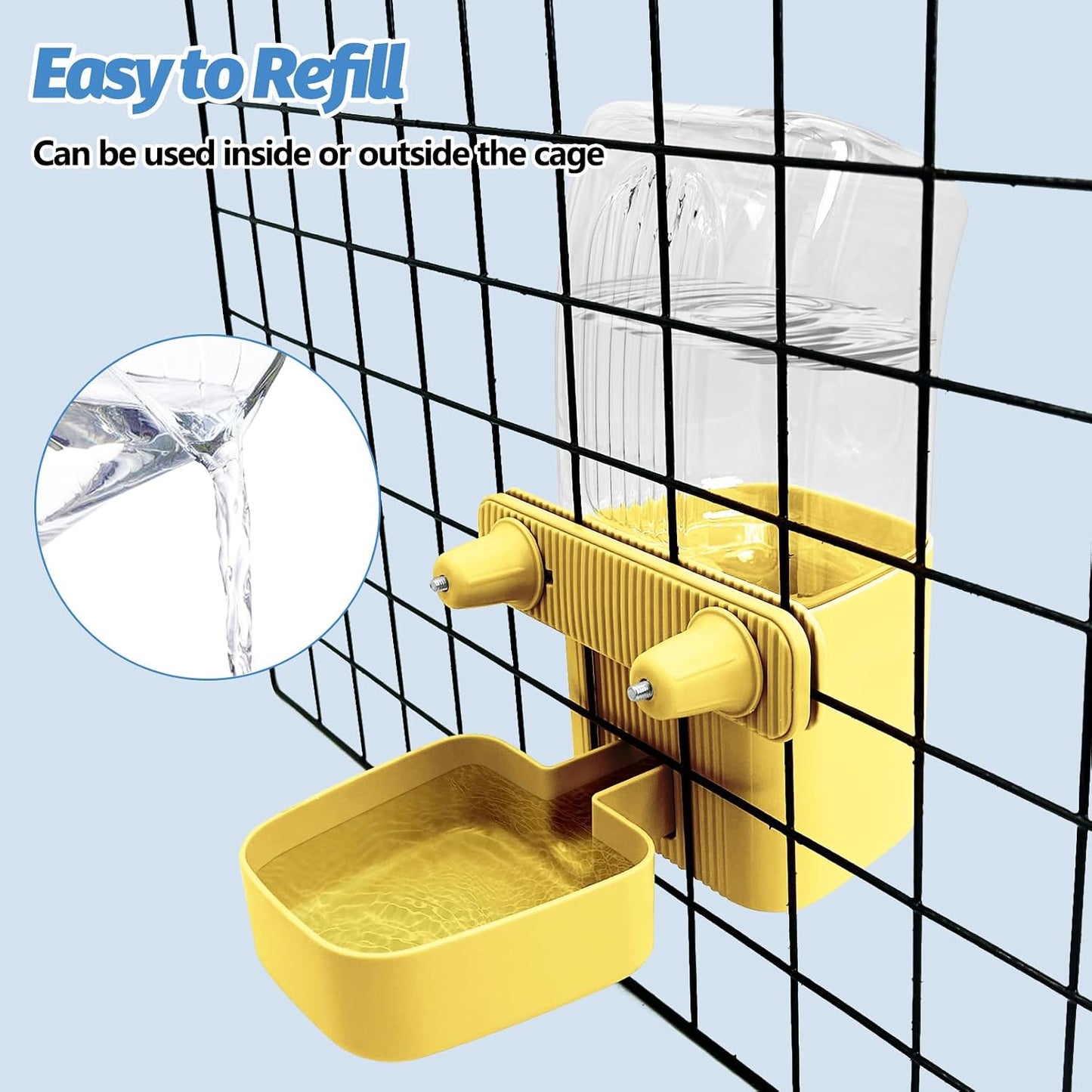 50 oz Rabbit Water Dispenser Hanging Gravity Bunny Water Bottle for Cage Automatic Small Animal Water Bottle for Ferret Guinea Pig Chinchilla Cat Puppy (Yellow)