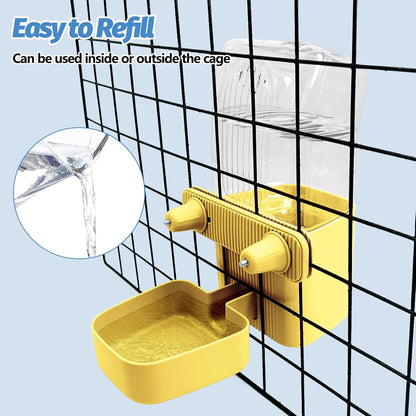 50 oz Rabbit Water Dispenser Hanging Gravity Bunny Water Bottle for Cage Automatic Small Animal Water Bottle for Ferret Guinea Pig Chinchilla Cat Puppy (Yellow)