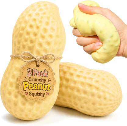 2 Pack Crunchy Peanut Squishy Toys, Fidget Set | ASMR Squishy Toys, Crisp Crunchy Sound, 4.5in Realistic Food Shaped Decompression Squeeze